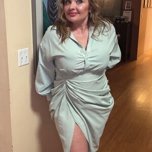 Mint Green Women's asymmetrical midi dress